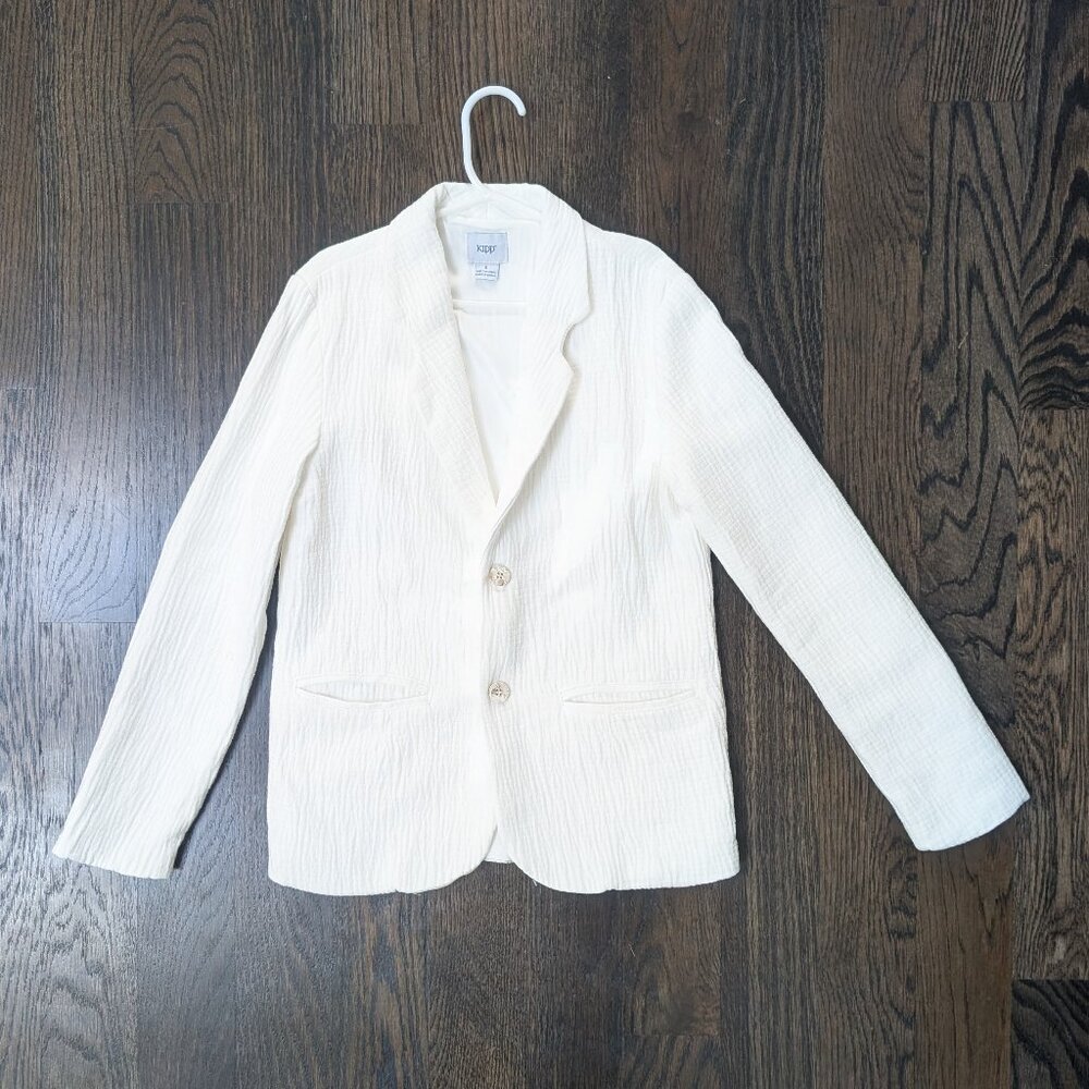 Kipp Boys Textured White Cotton Blazer Suit Jacket Size 8